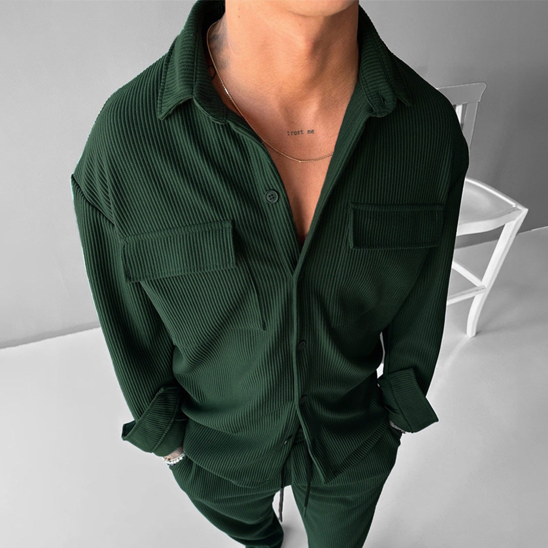 POCKET CORD SHIRT - GREEN
