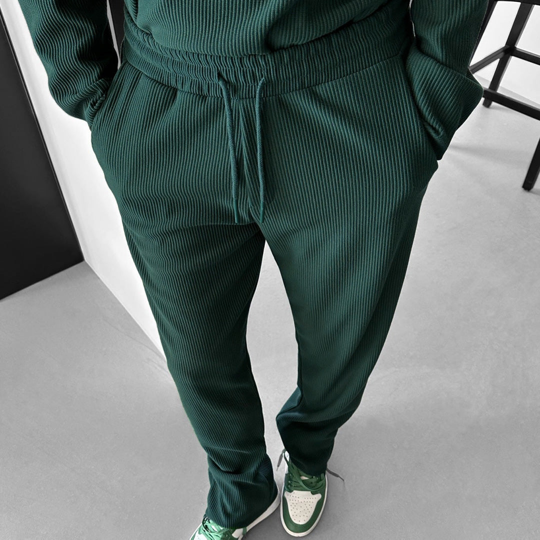 RIBBED PANTS - RAIN FOREST