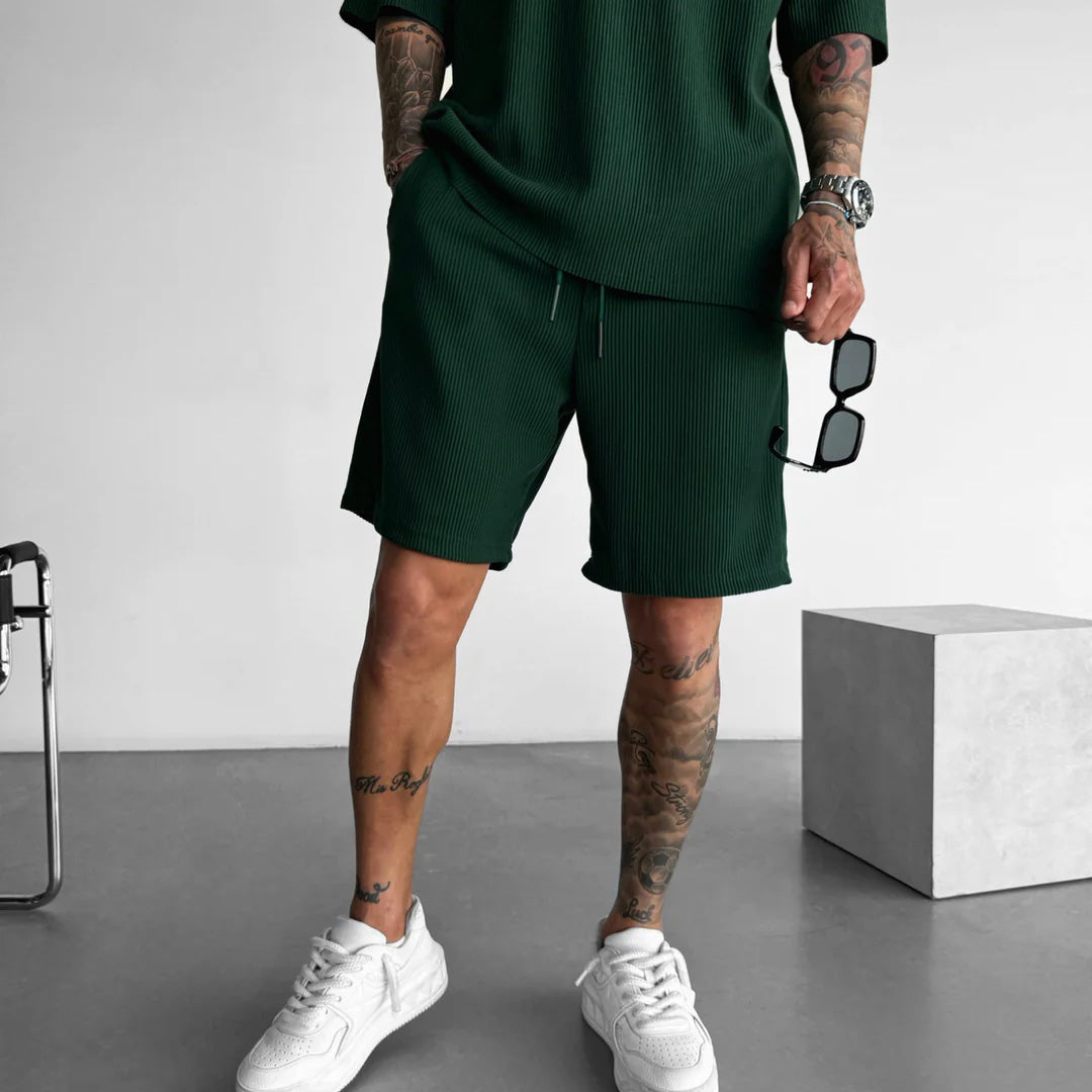 RIBBED SHORTS - GREEN