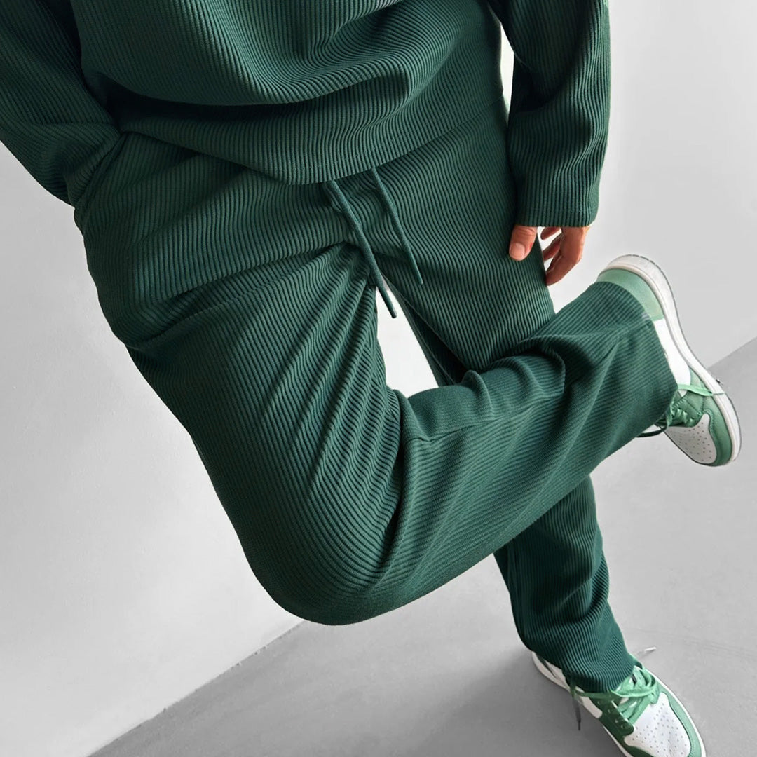 RIBBED PANTS - RAIN FOREST