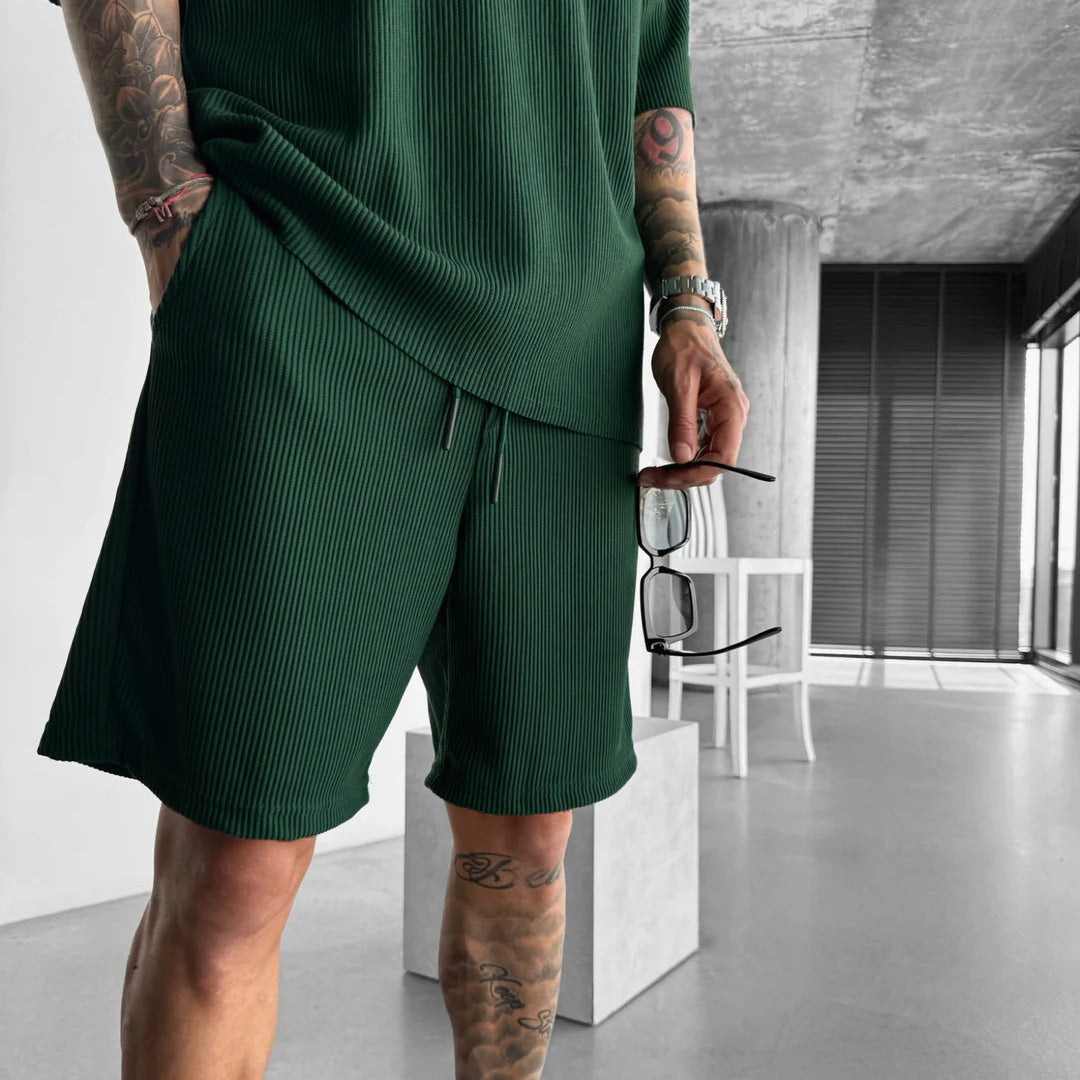 RIBBED SHORTS - GREEN
