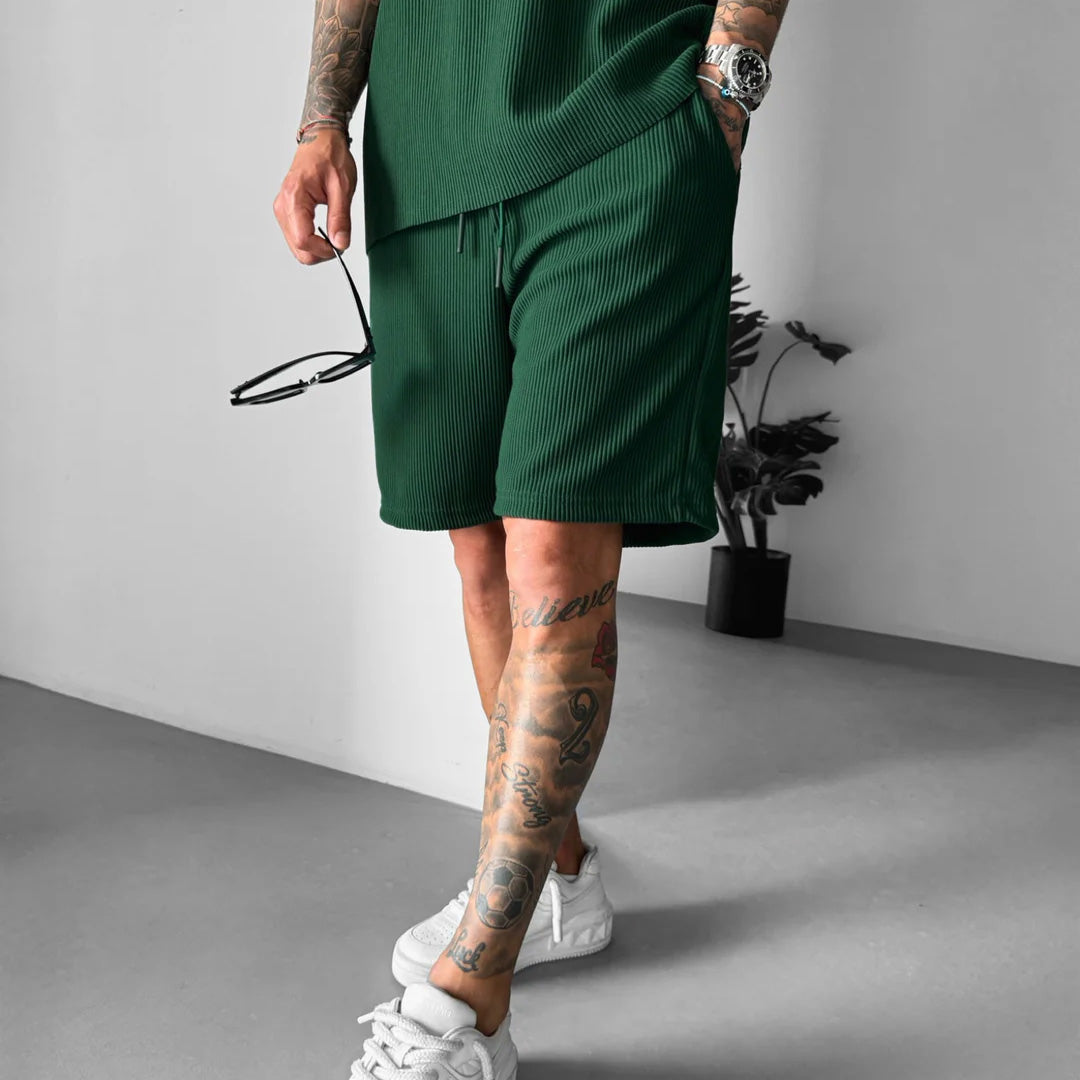 RIBBED SHORTS - GREEN