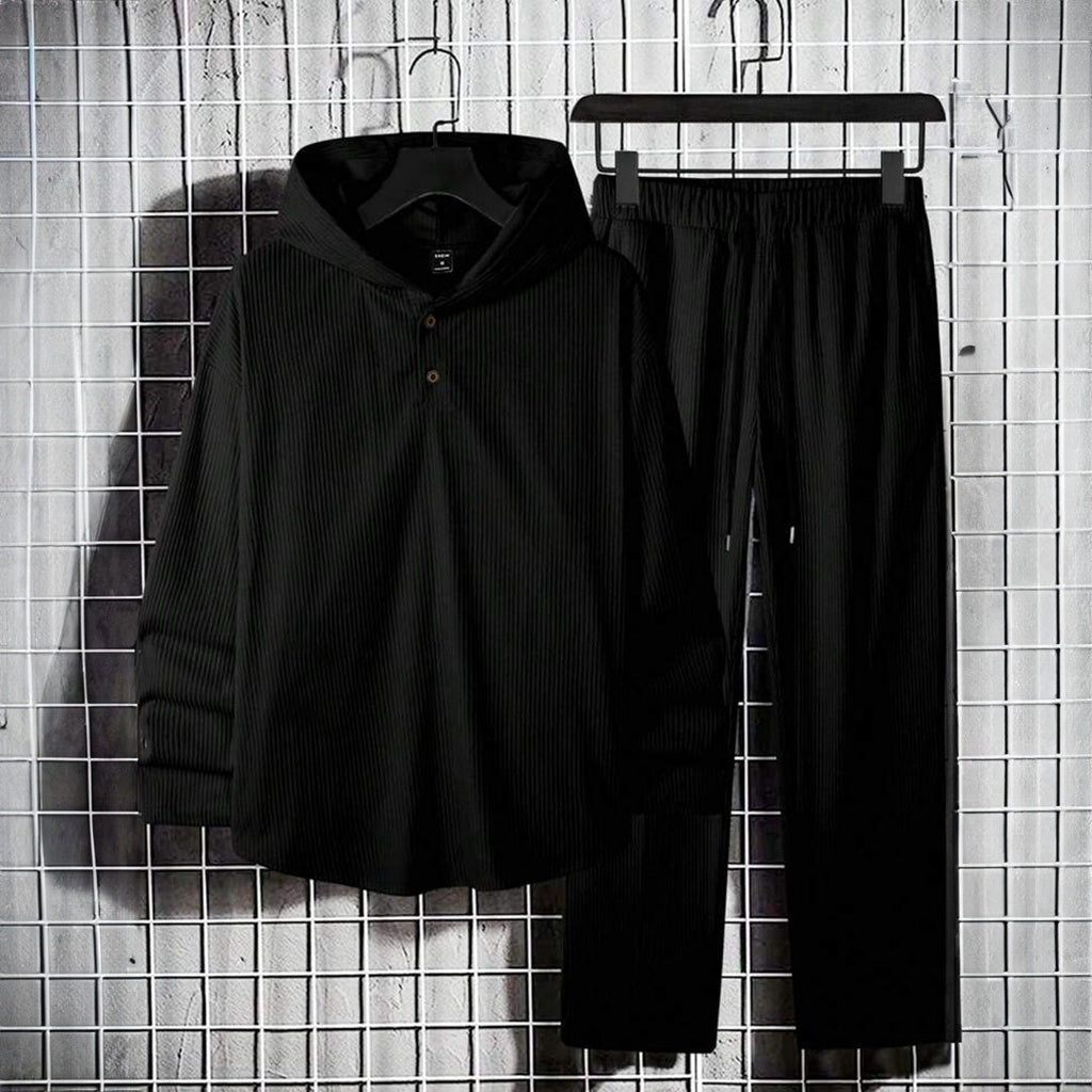 HoodieShirt & Trouser Set - Black