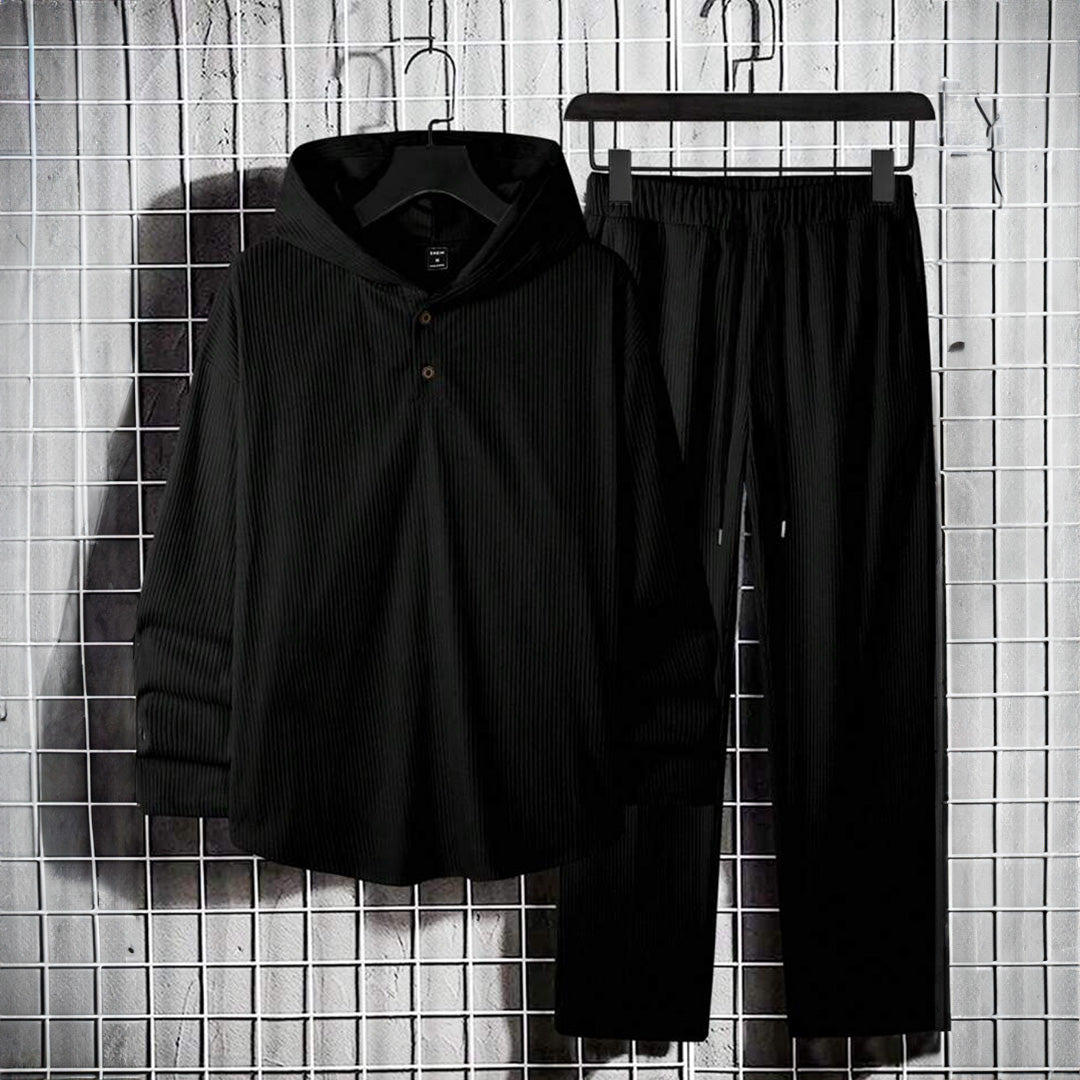 HoodieShirt & Trouser Set - Black