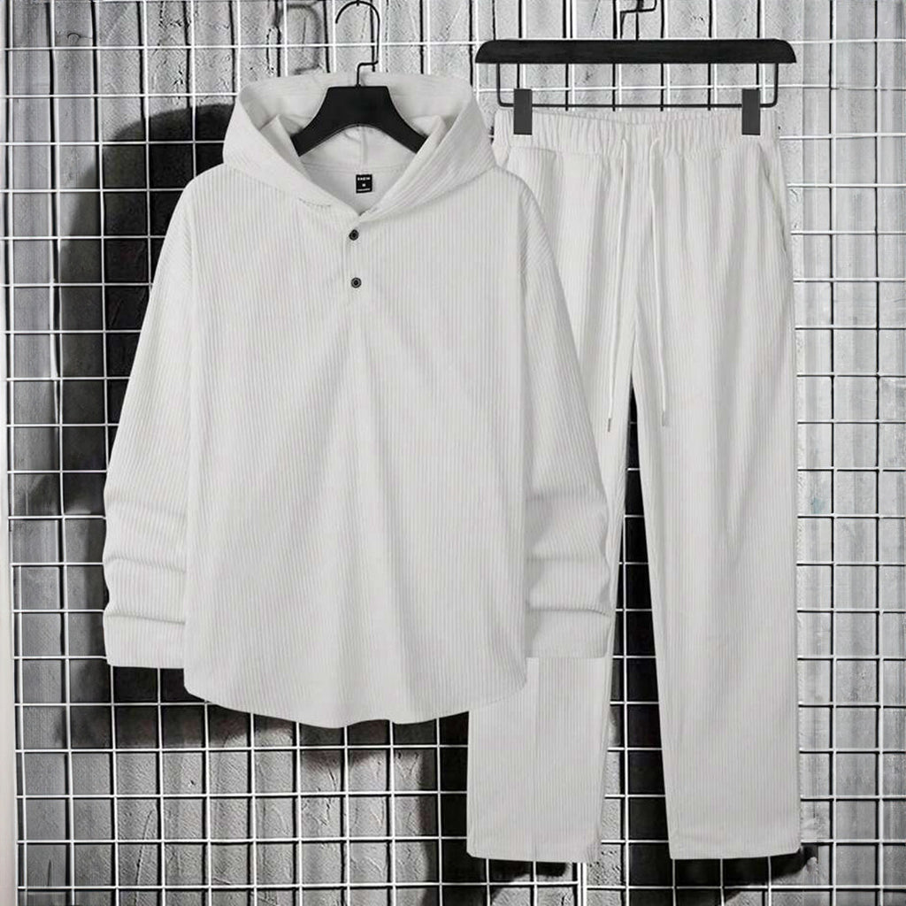 HoodieShirt & Trouser Set - White