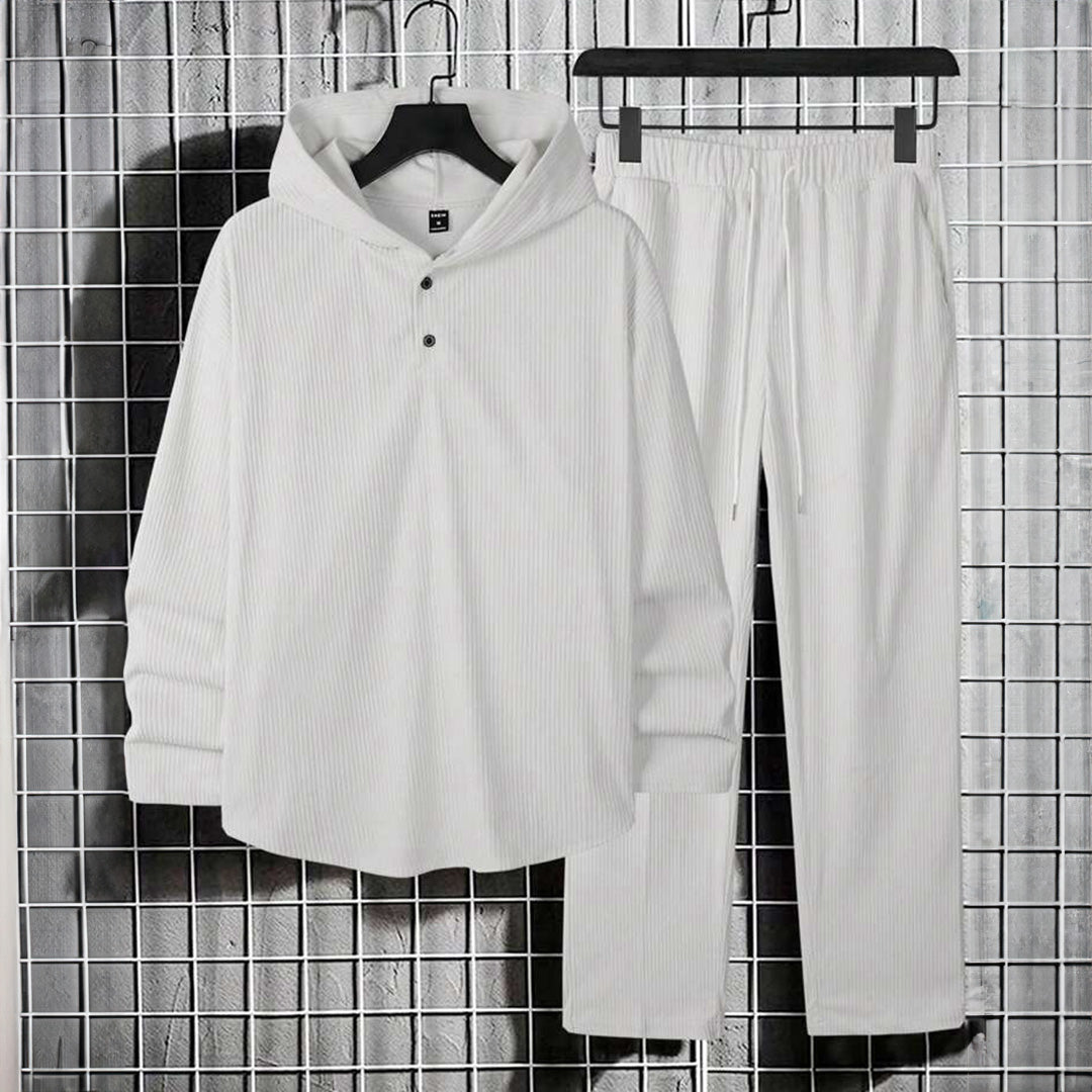 HoodieShirt & Trouser Set - White