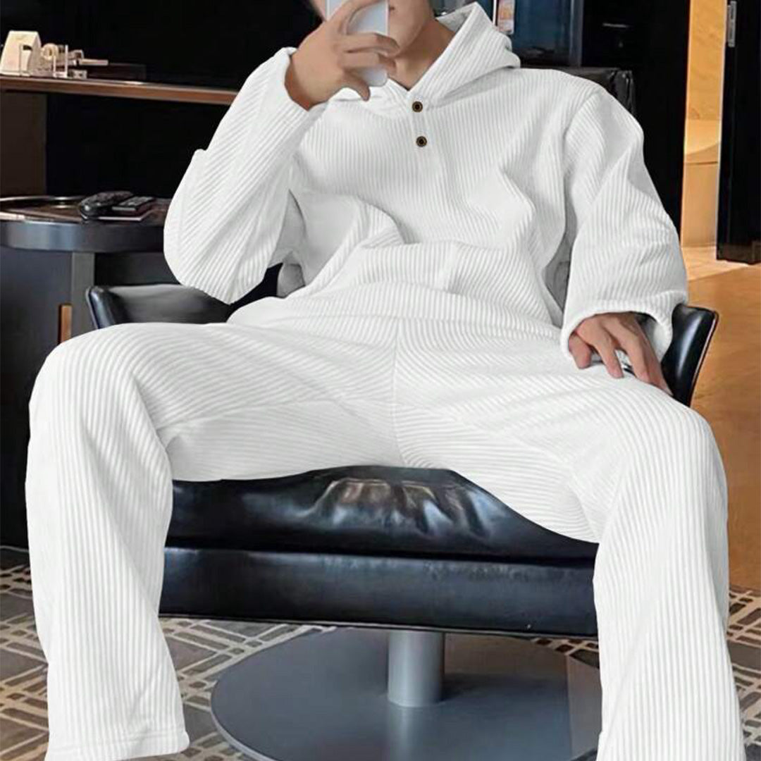 HoodieShirt & Trouser Set - White