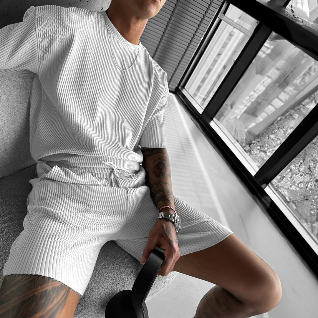 O Neck T-Shirt & Short Set - White