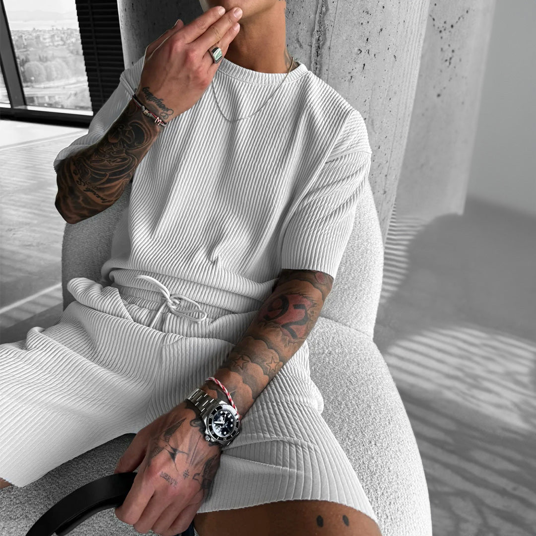 O Neck T-Shirt & Short Set - White
