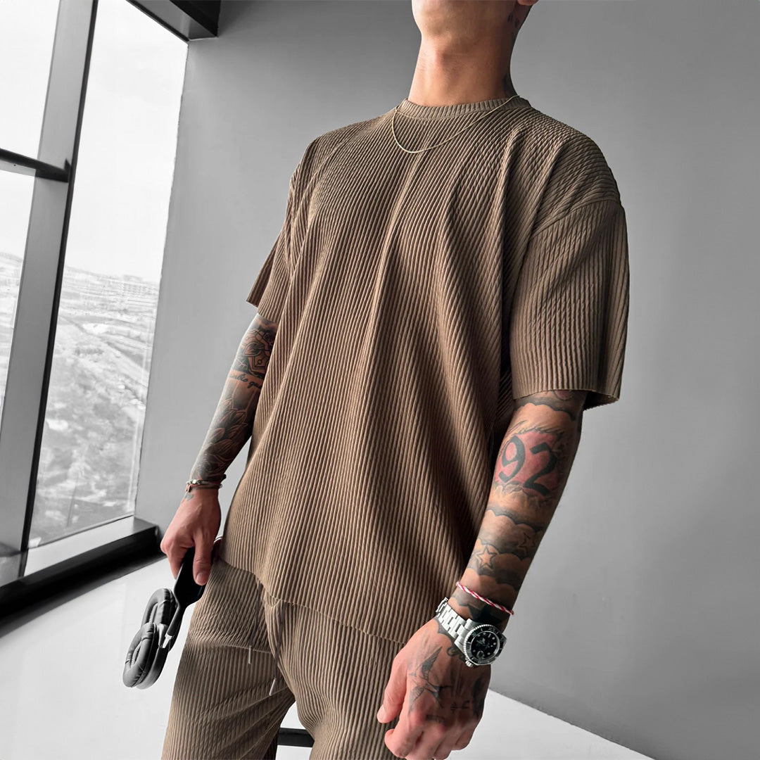 RIBBED T-SHIRT - BROWN