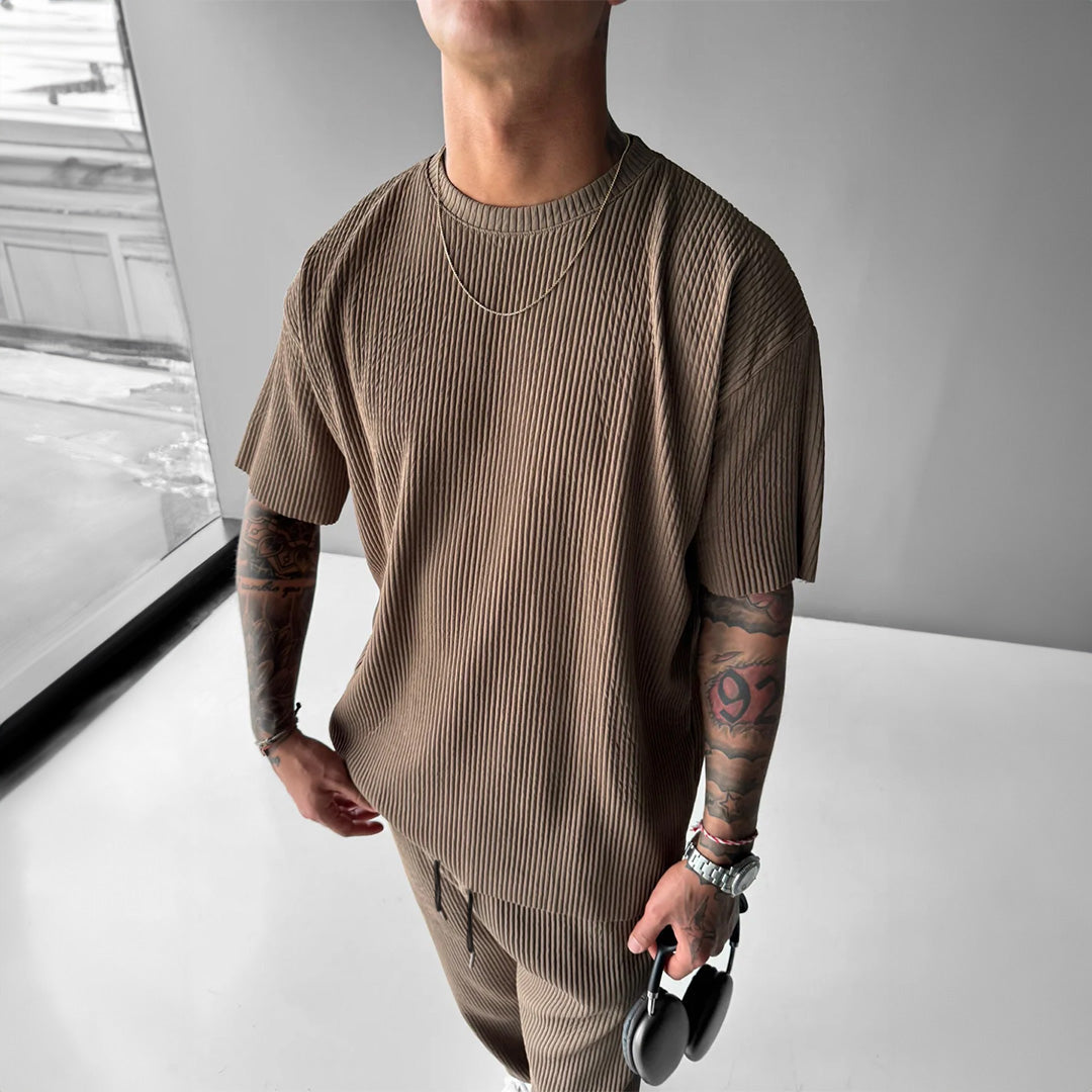 RIBBED T-SHIRT - BROWN