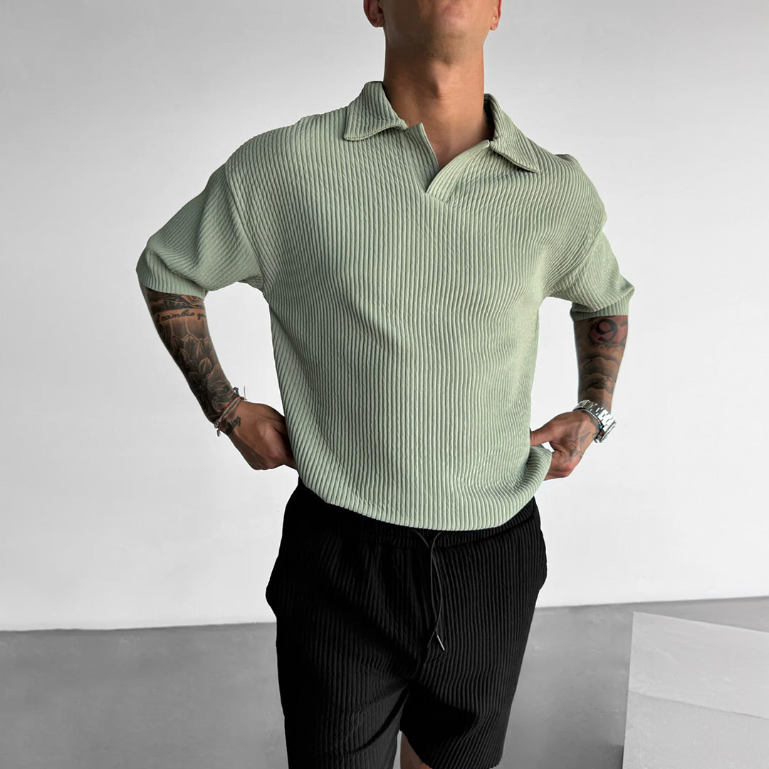 RIBBED POLO T-SHIRT - TEA GREEN