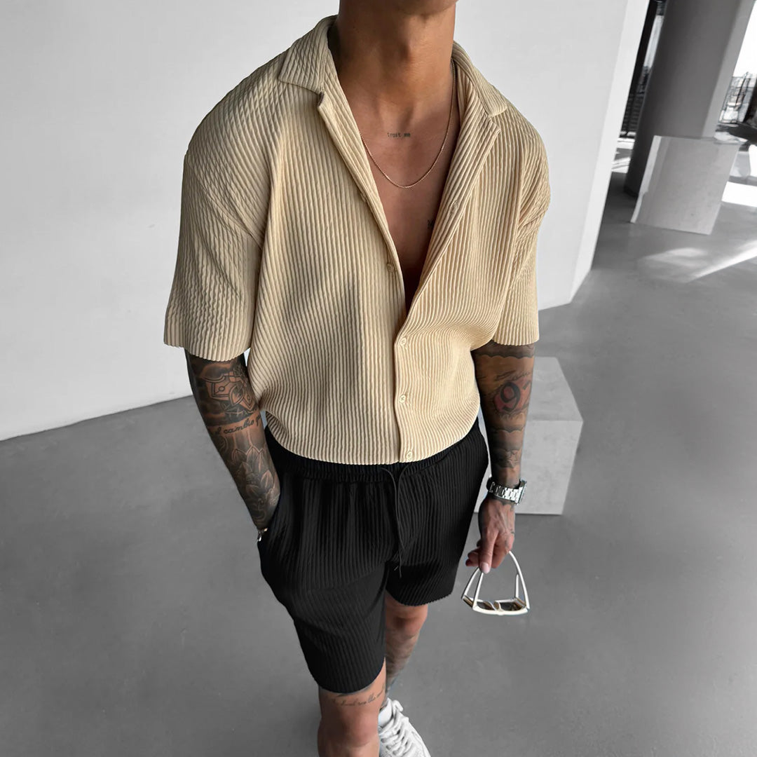 RIBBED SHIRT - BEIGE