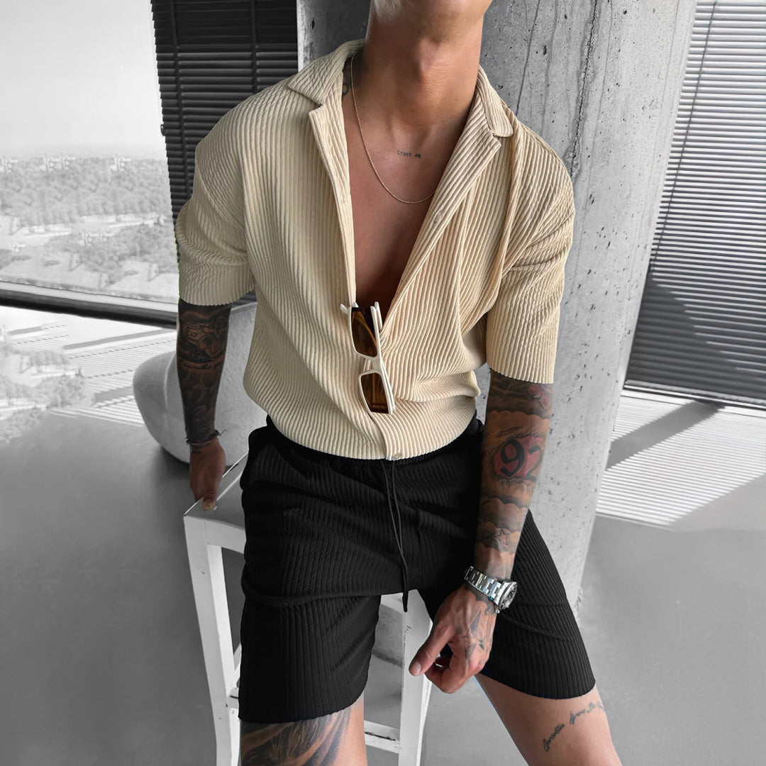 RIBBED SHIRT - BEIGE