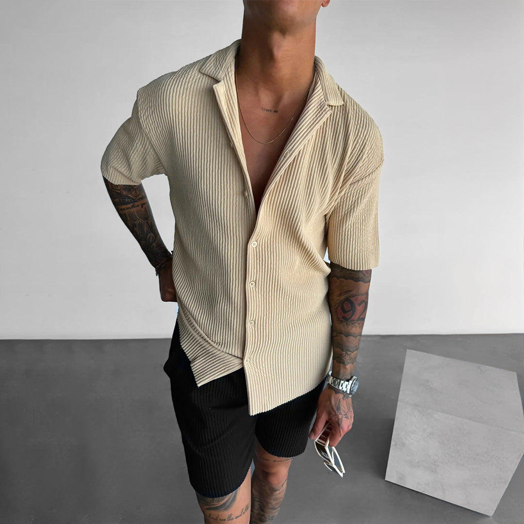 RIBBED SHIRT - BEIGE