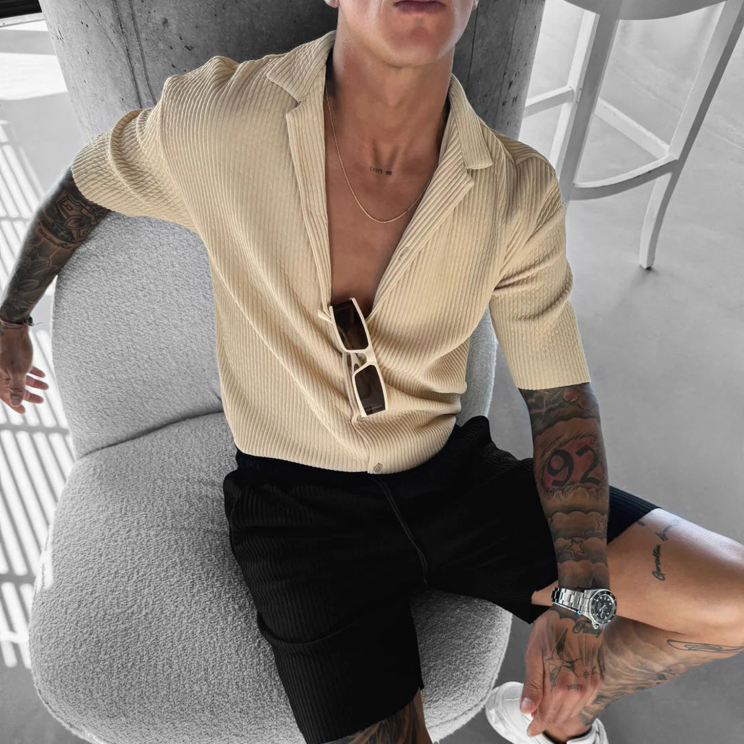 RIBBED SHIRT - BEIGE