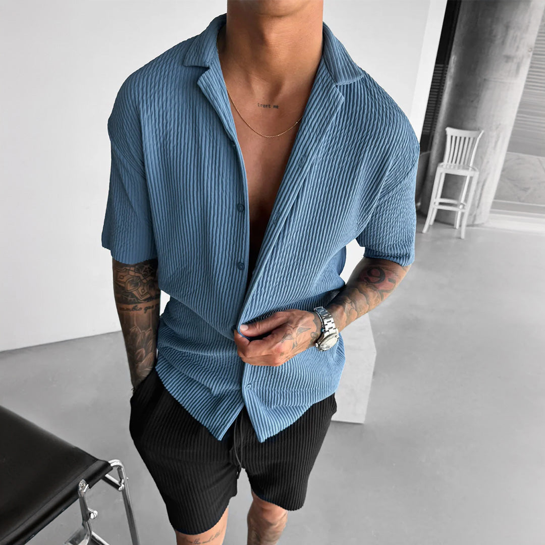 RIBBED SHIRT - CORONET BLUE