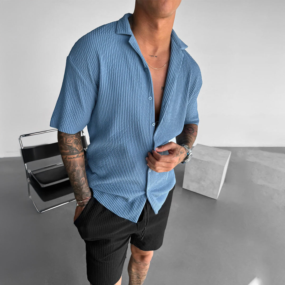 RIBBED SHIRT - CORONET BLUE