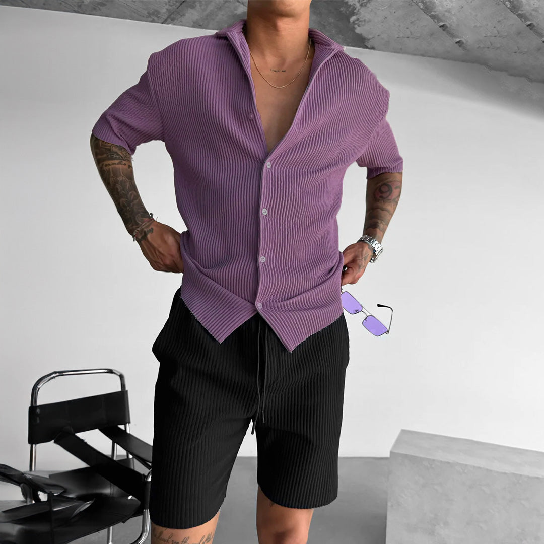 RIBBED SHIRT - ELDERBERRY