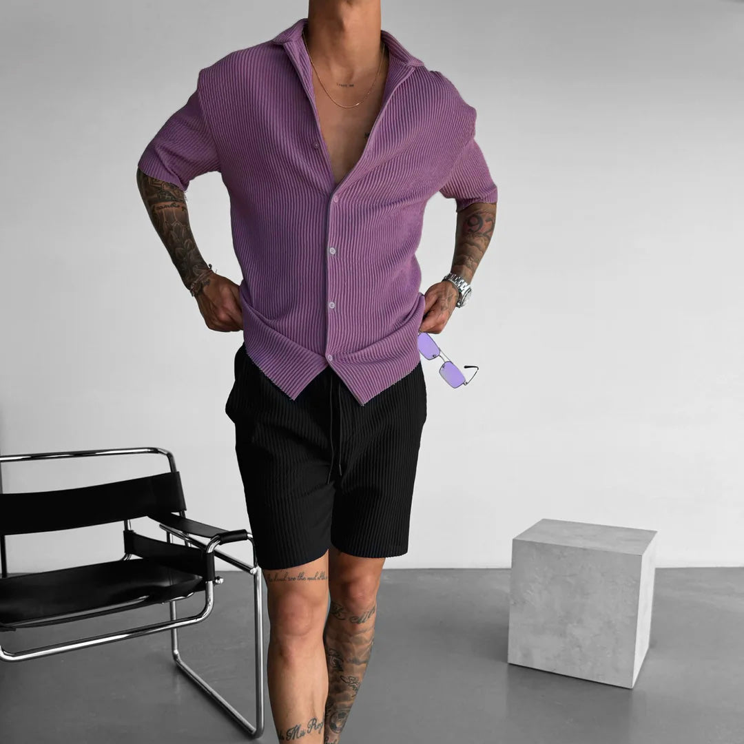 RIBBED SHIRT - ELDERBERRY