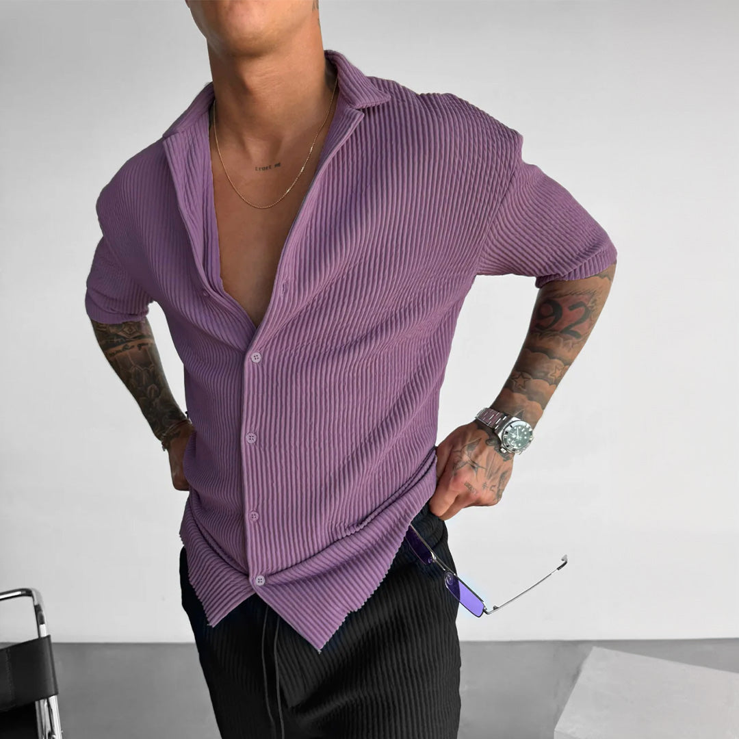 RIBBED SHIRT - ELDERBERRY
