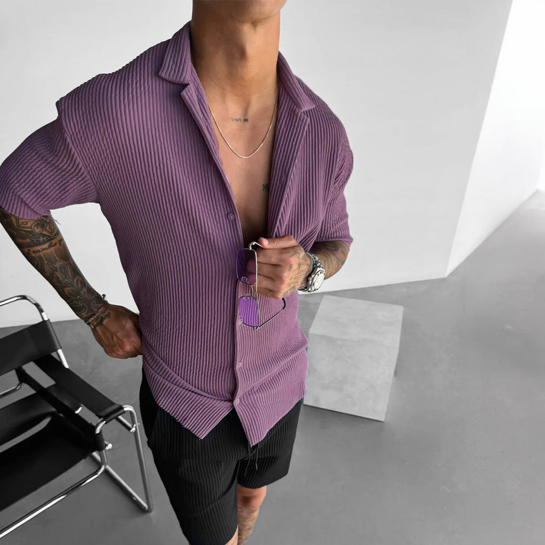 RIBBED SHIRT - ELDERBERRY