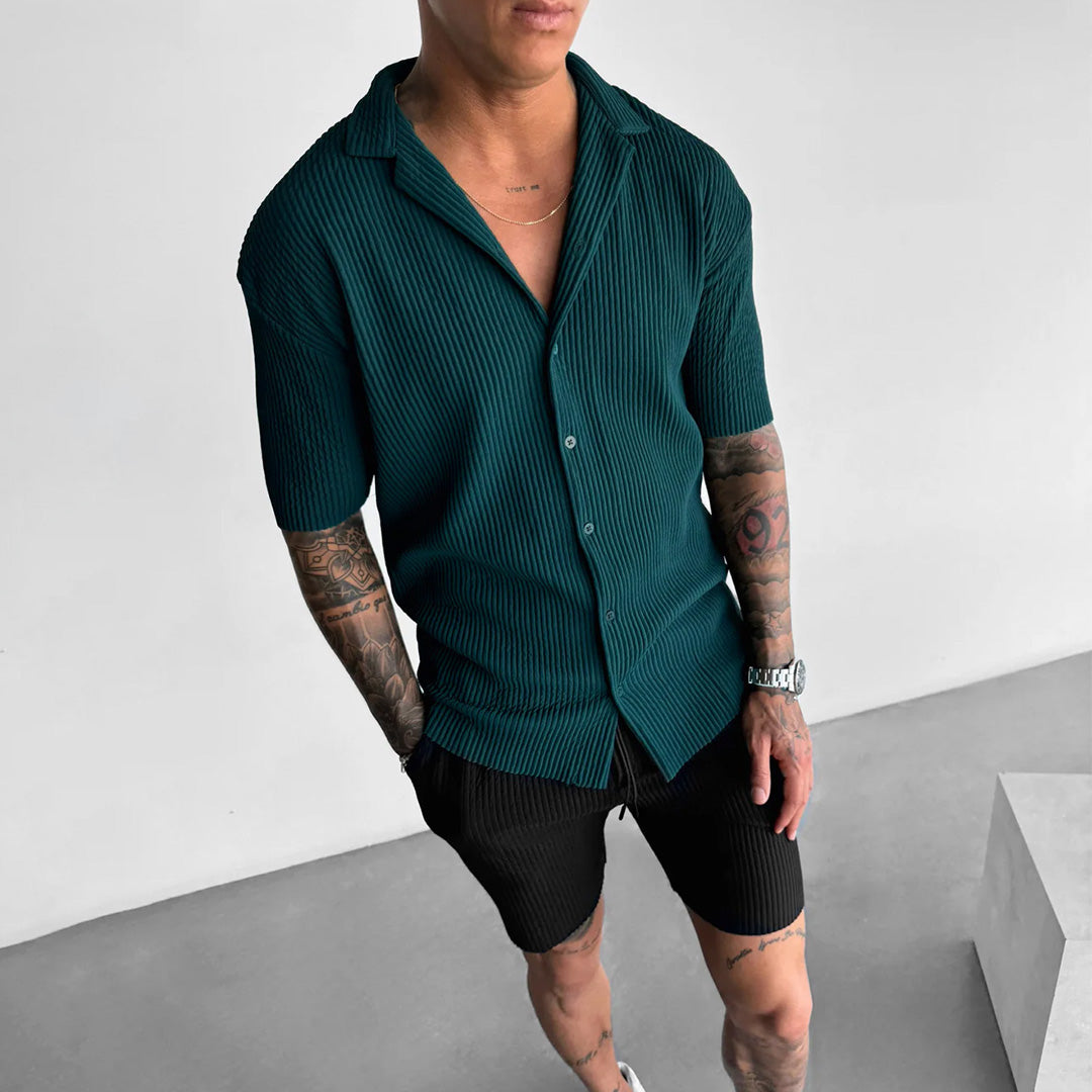 RIBBED SHIRT - RAIN FOREST