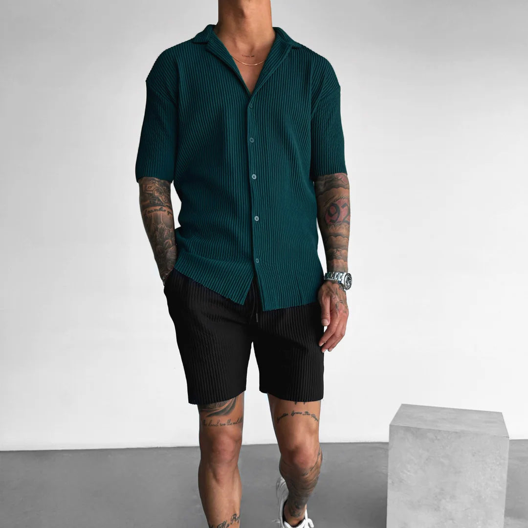 RIBBED SHIRT - RAIN FOREST