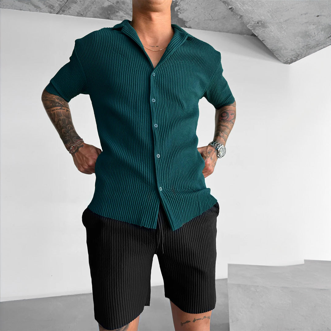 RIBBED SHIRT - RAIN FOREST