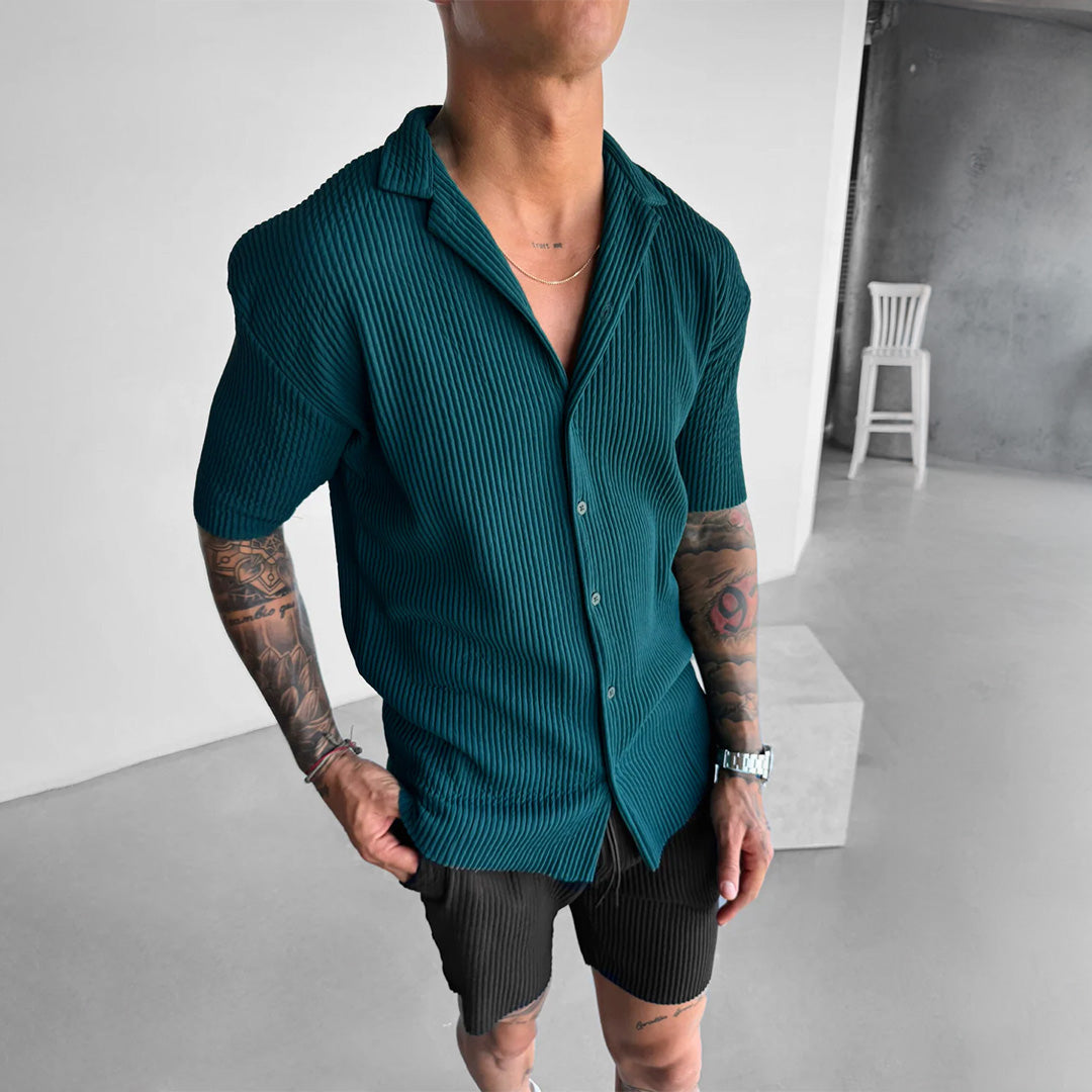 RIBBED SHIRT - RAIN FOREST