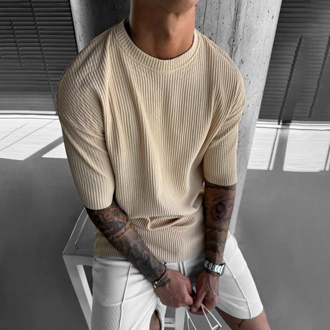 RIBBED T-SHIRT - BEIGE