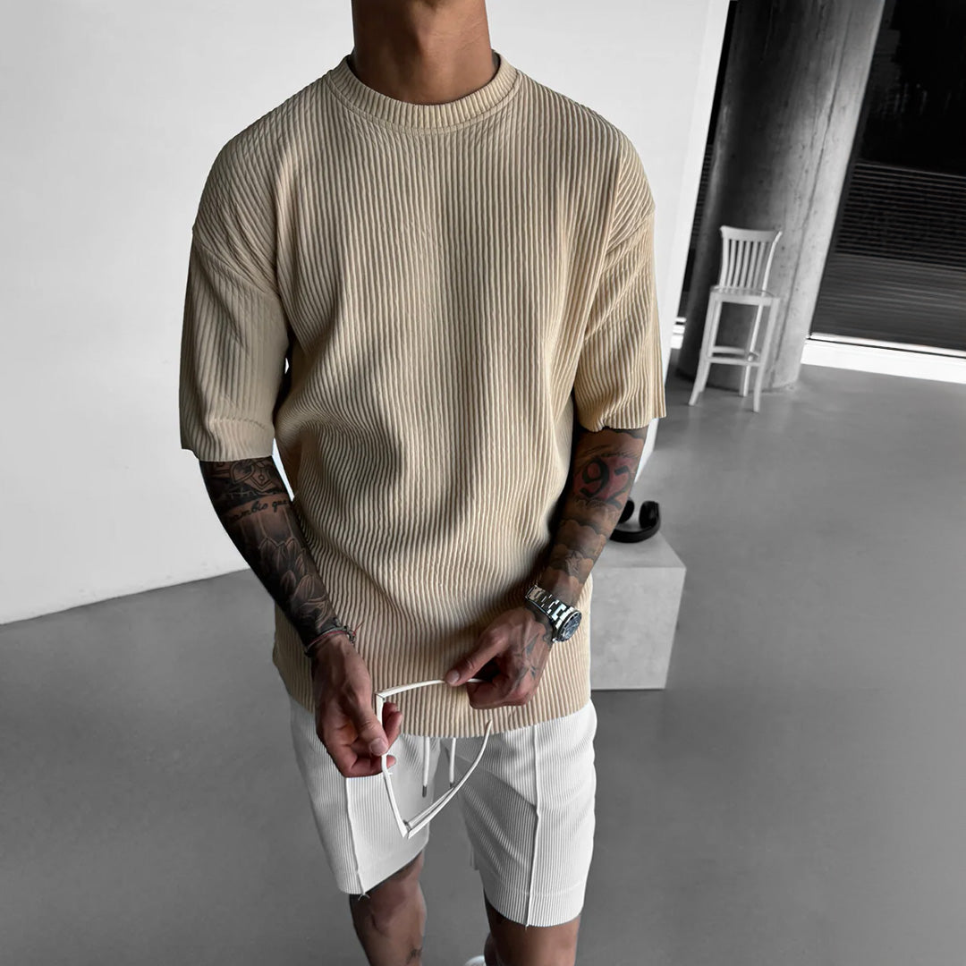 RIBBED T-SHIRT - BEIGE