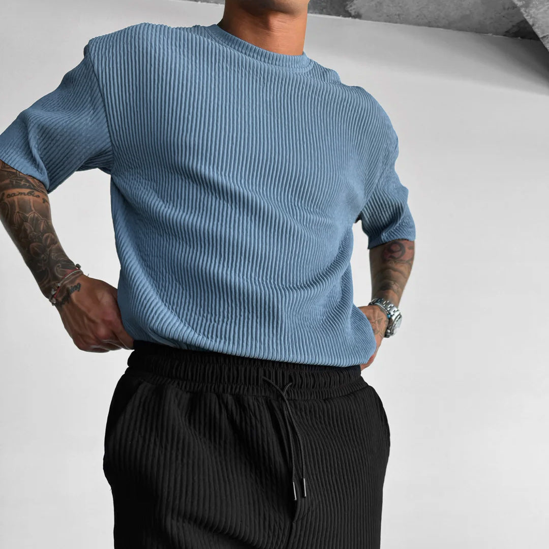 RIBBED T-SHIRT - CORONET BLUE