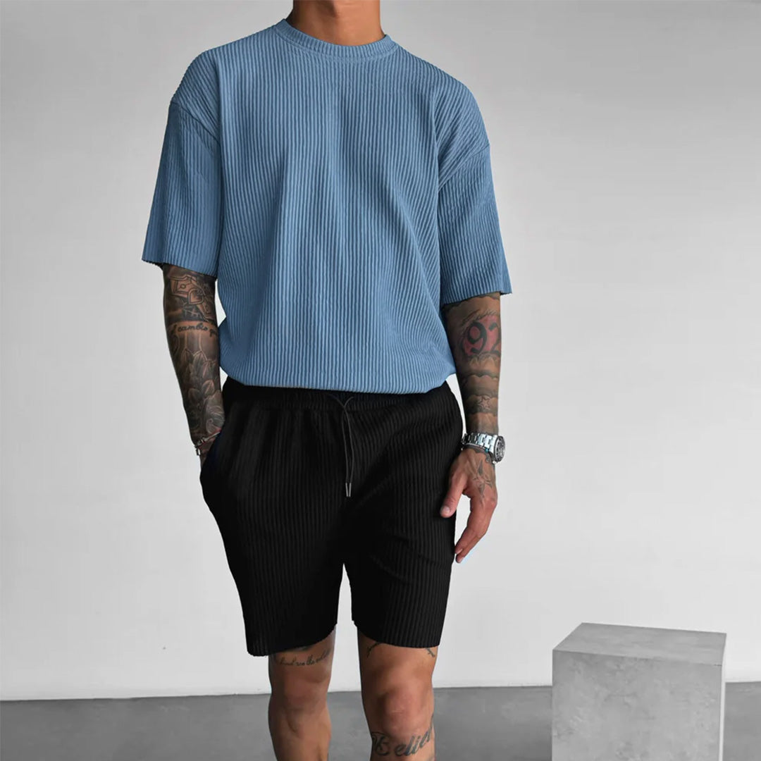 RIBBED T-SHIRT - CORONET BLUE