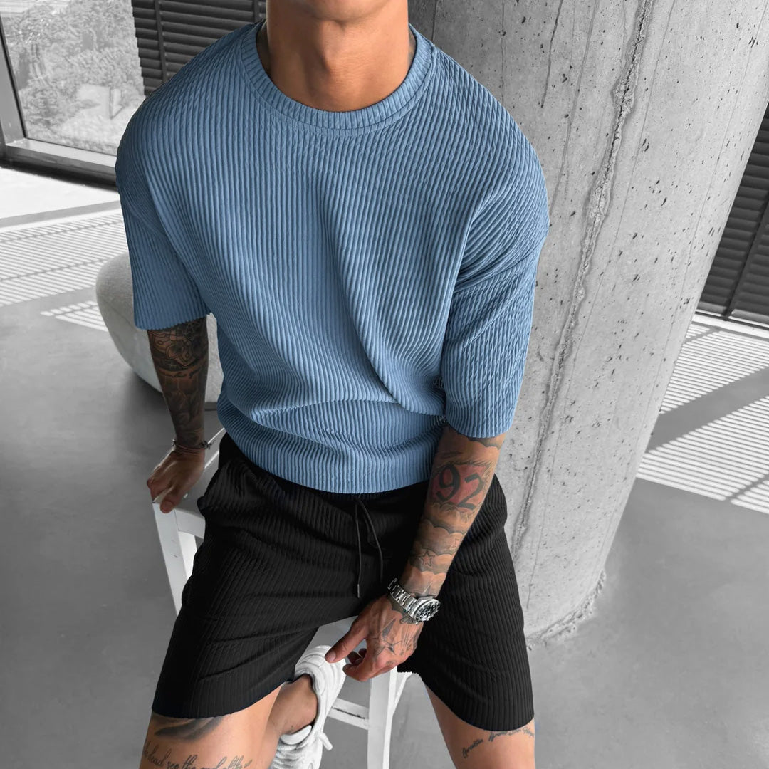 RIBBED T-SHIRT - CORONET BLUE