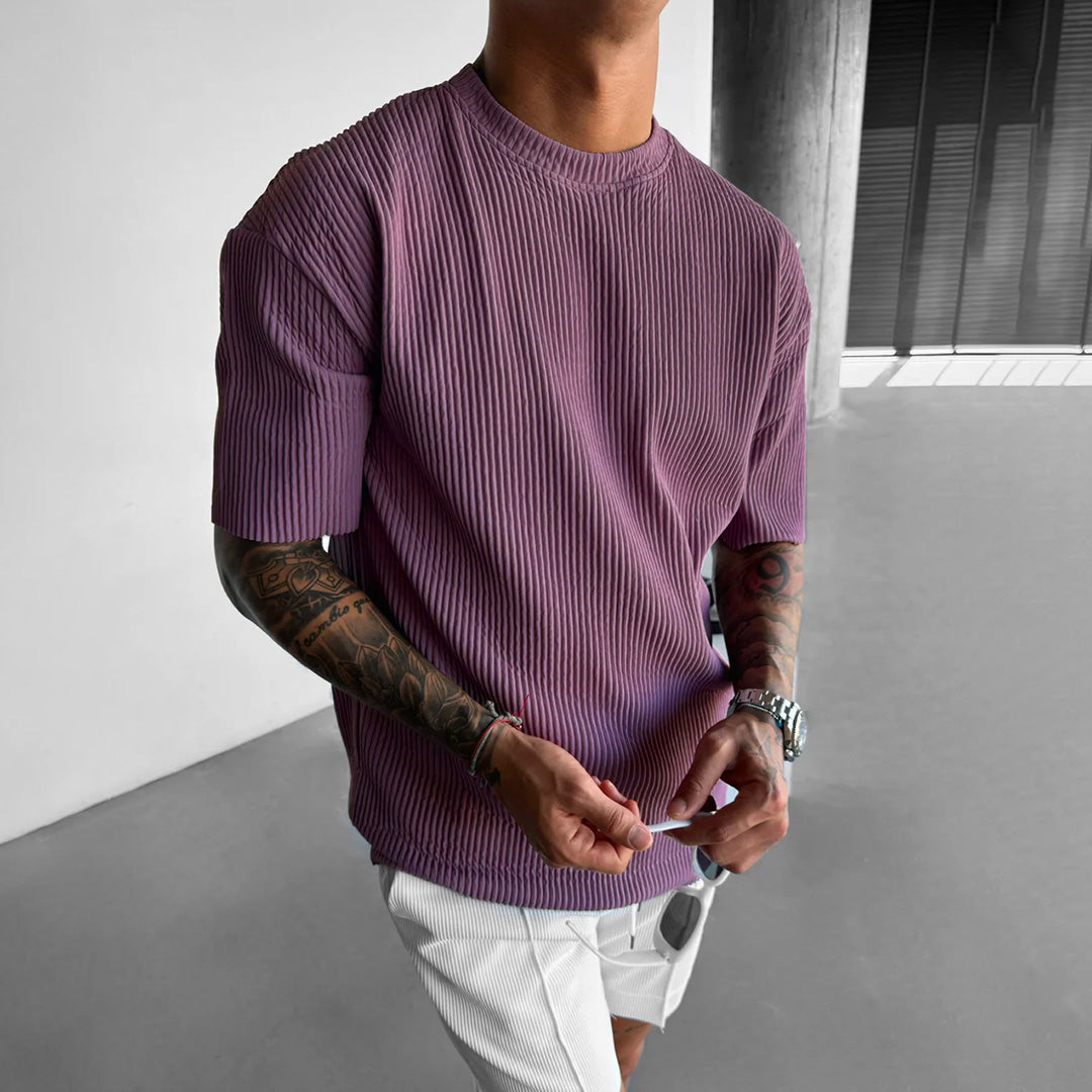RIBBED T-SHIRT - ELDERBERRY
