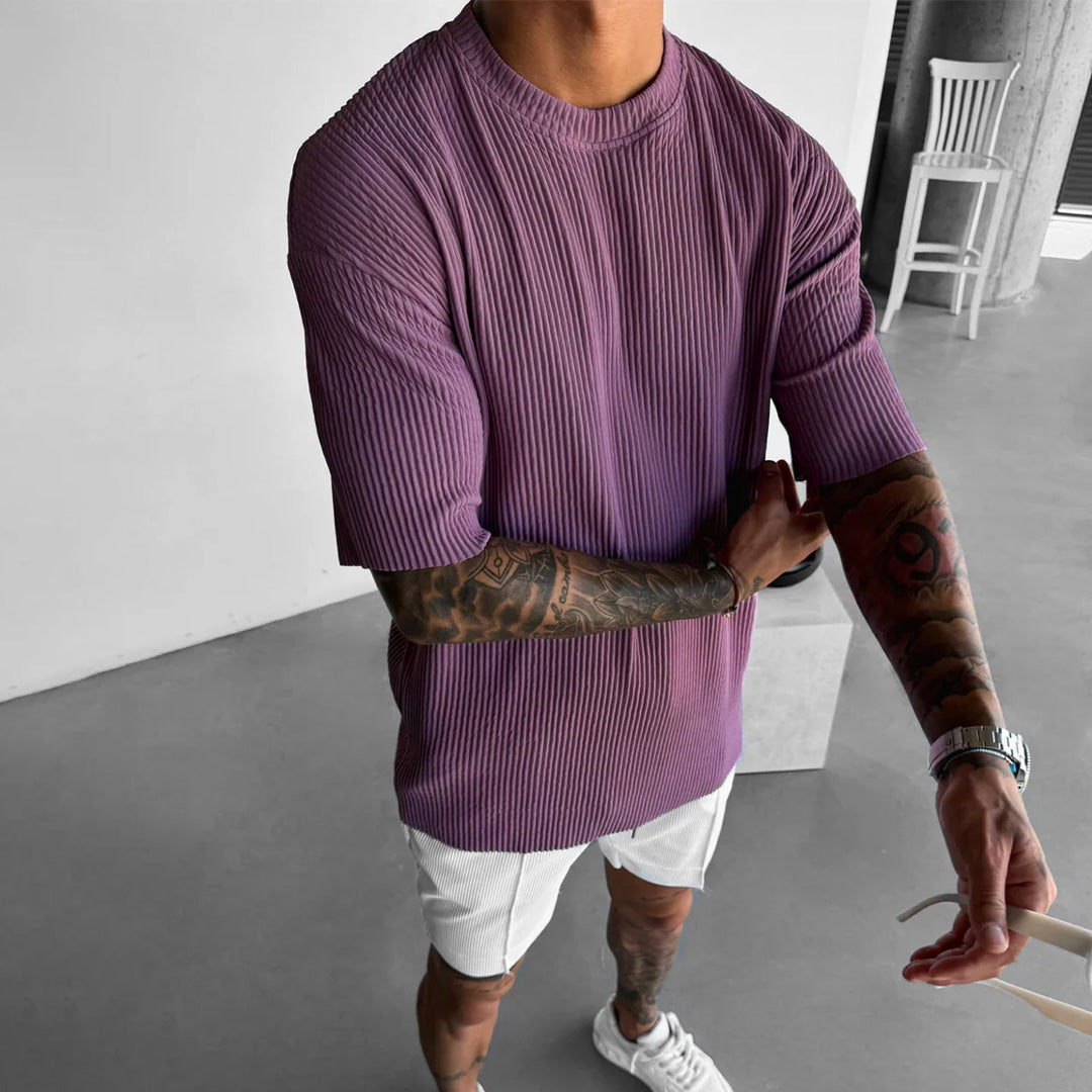 RIBBED T-SHIRT - ELDERBERRY