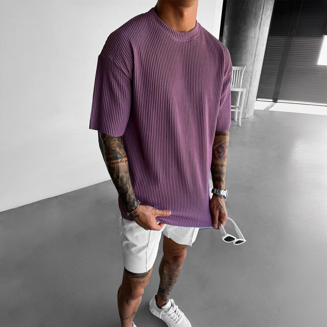 RIBBED T-SHIRT - ELDERBERRY