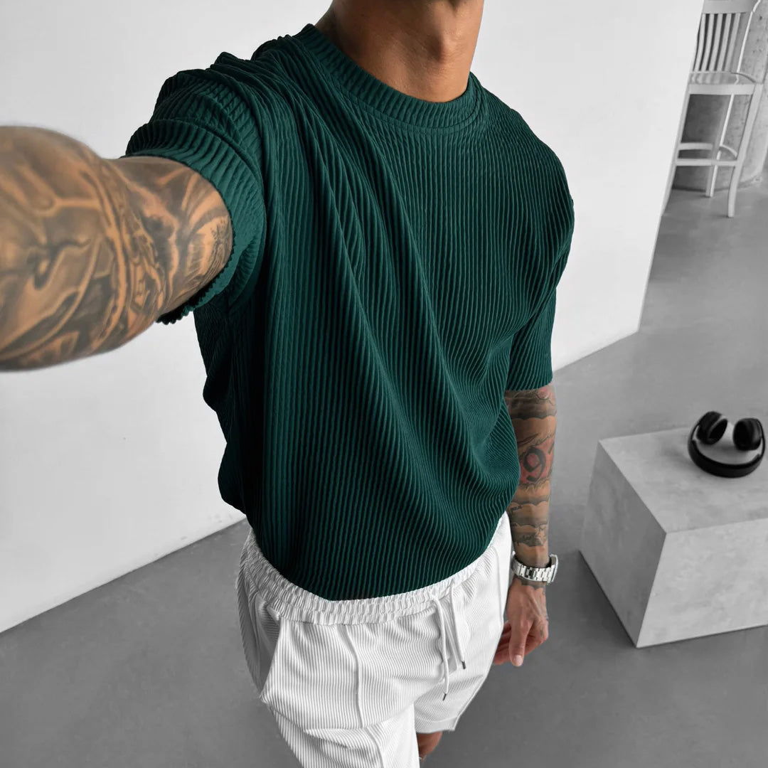 RIBBED T-SHIRT - RAIN FOREST