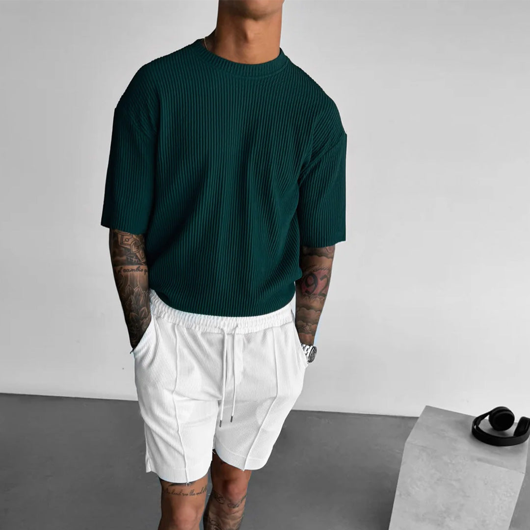 RIBBED T-SHIRT - RAIN FOREST