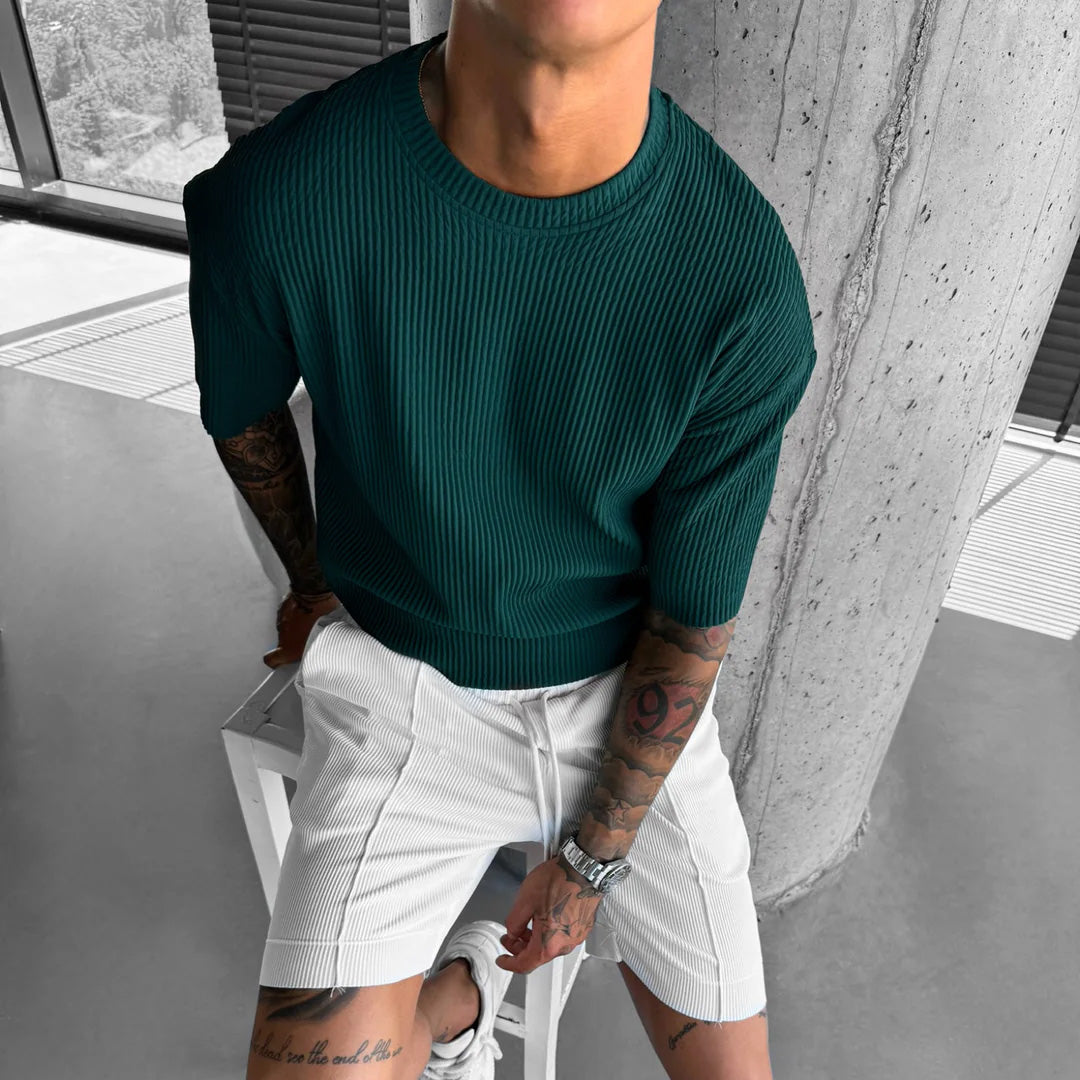 RIBBED T-SHIRT - RAIN FOREST