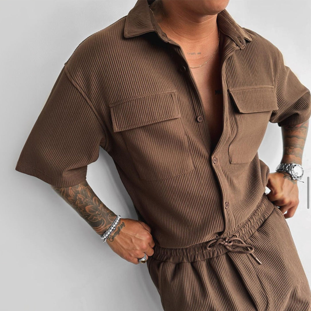 DOUBLE POCKET SHIRT - BROWN