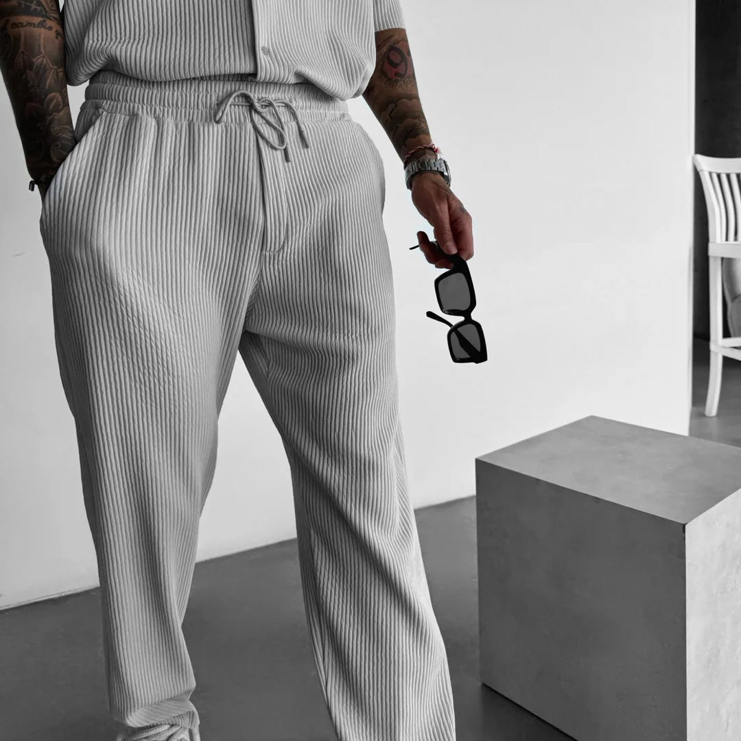 RIBBED PANTS - GRAY