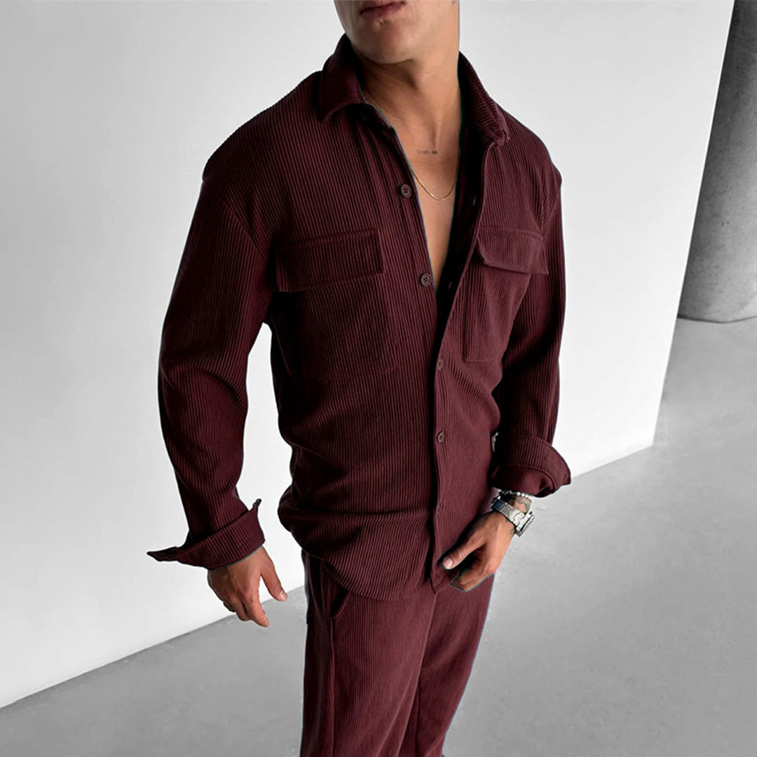 POCKET CORD SHIRT - MAROON