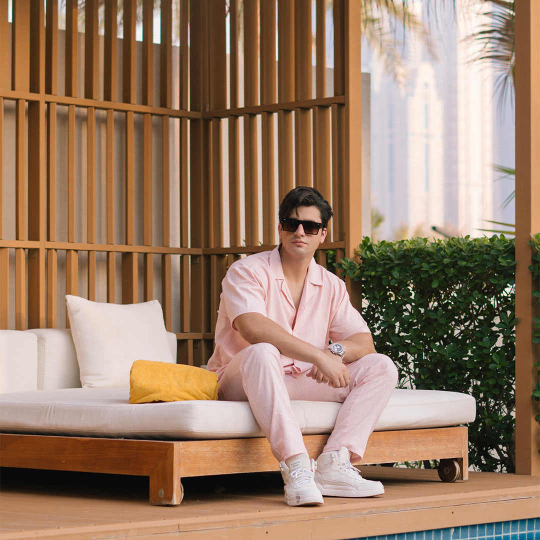 SIGNATURE FIT RICH LINEN CORD SET - PEACH