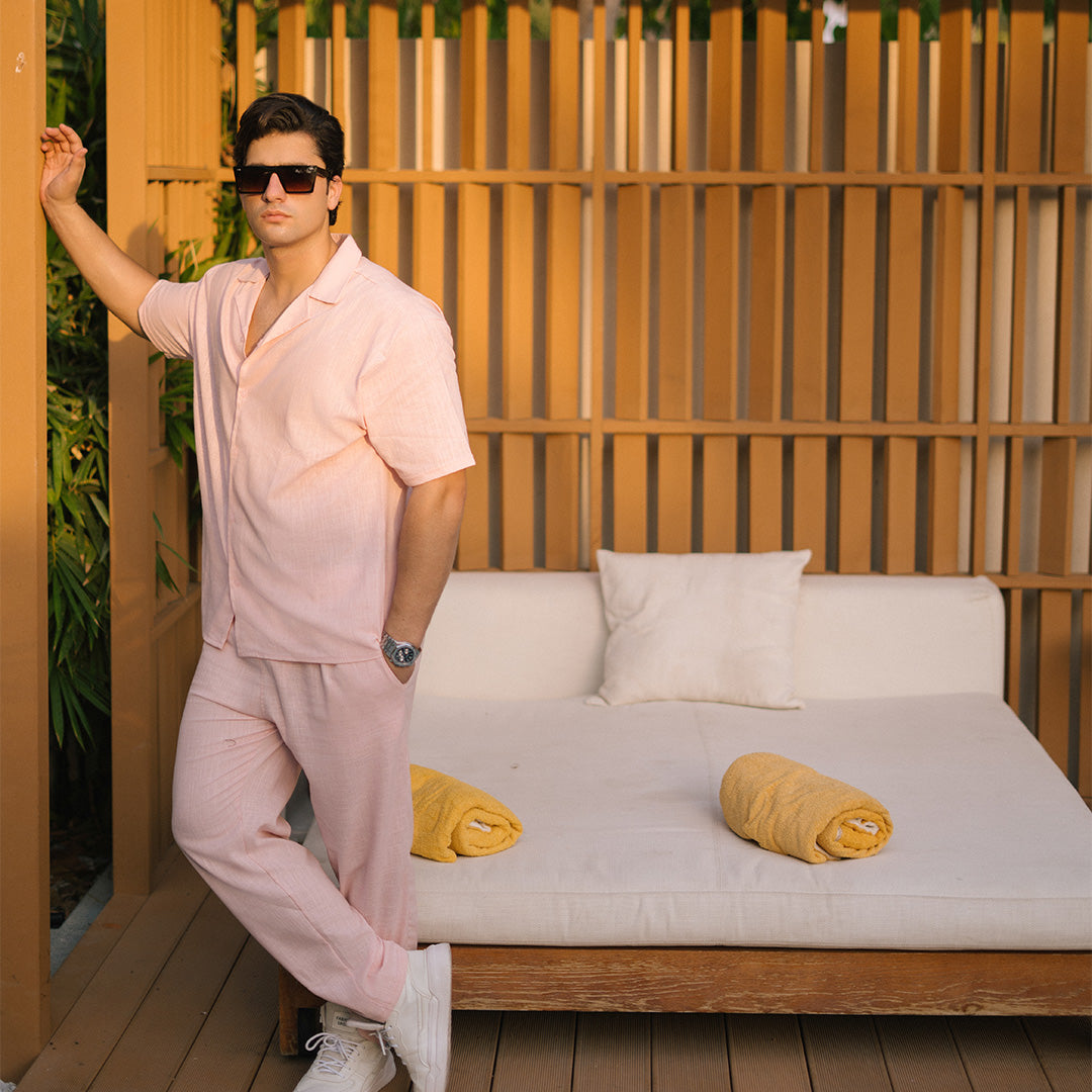 SIGNATURE FIT RICH LINEN CORD SET - PEACH