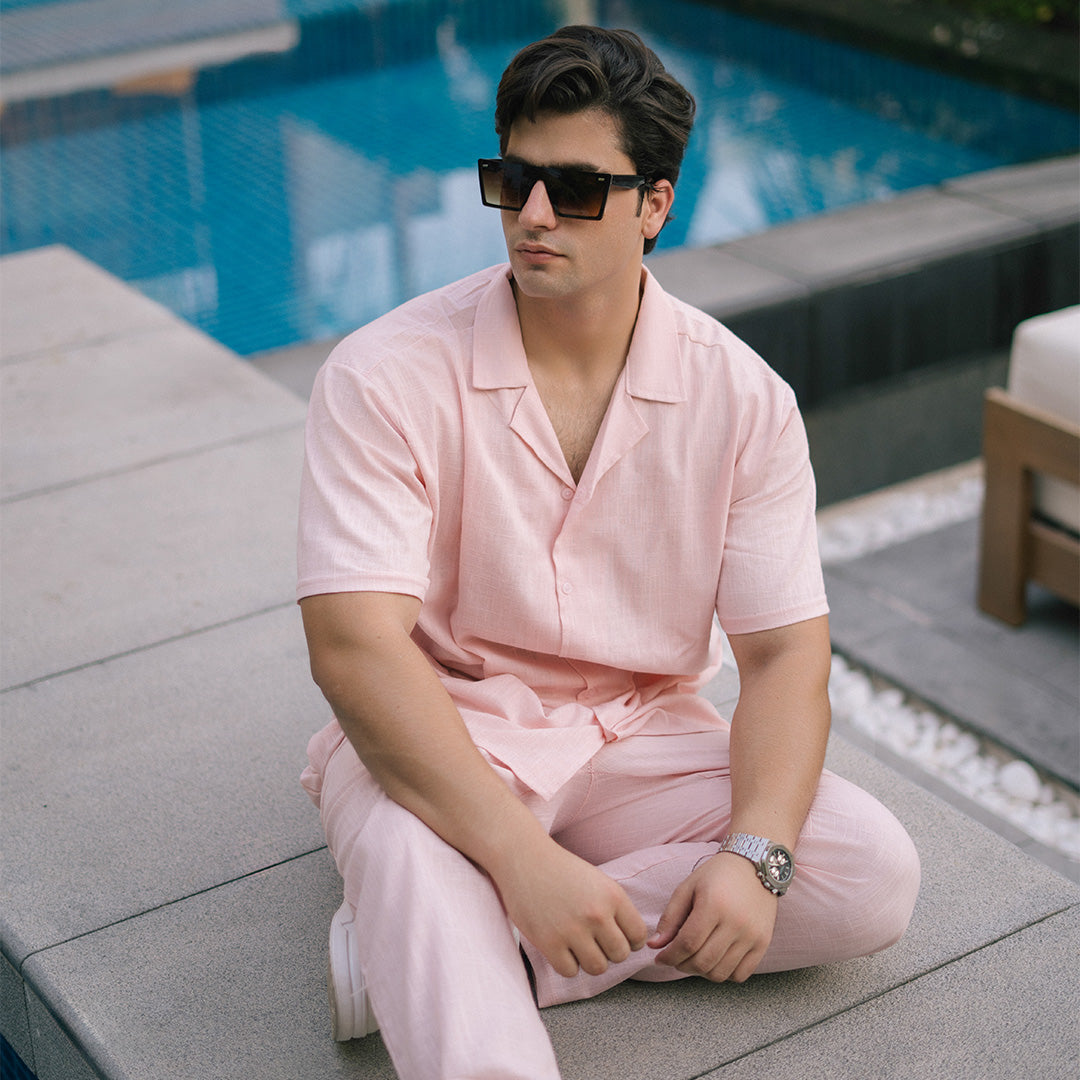 SIGNATURE FIT RICH LINEN CORD SET - PEACH