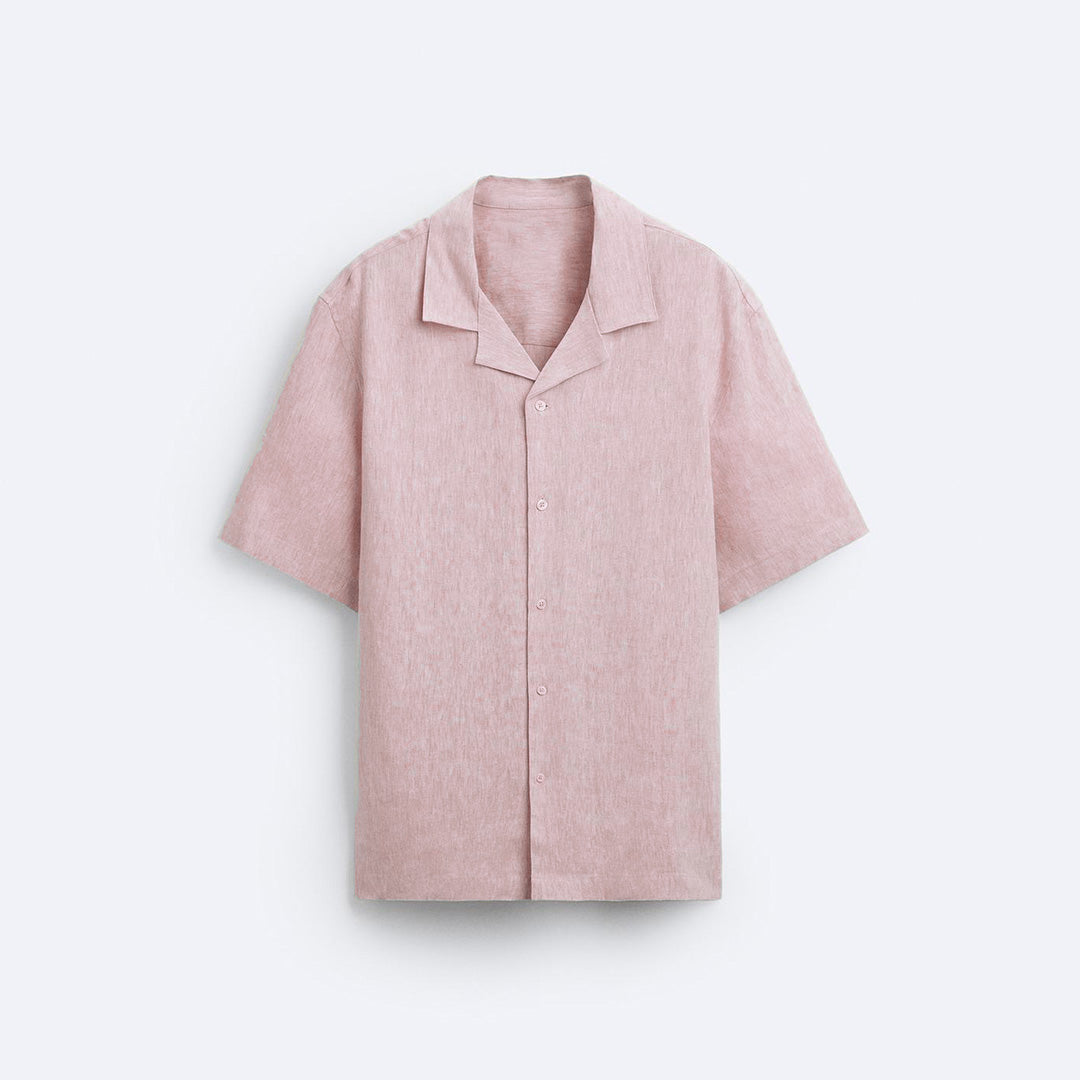 BOWLING LINEN SHIRT - PEACH