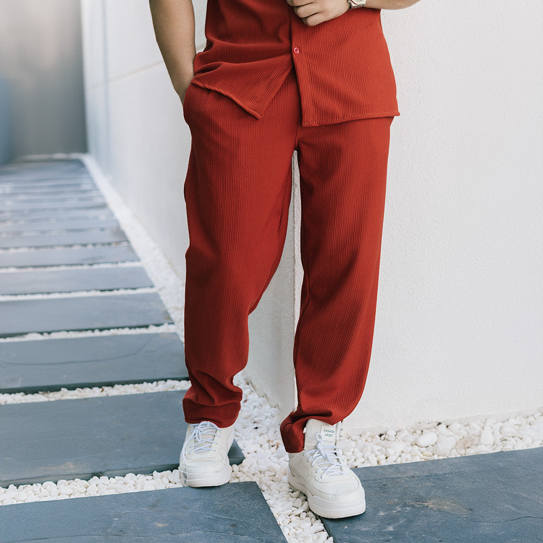 RIBBED PANTS - RUST