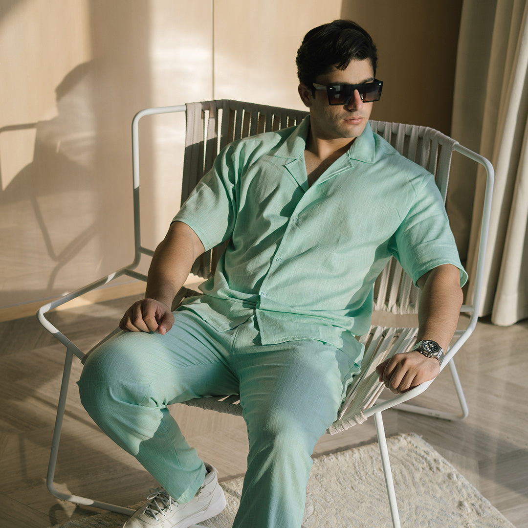 BOWLING LINEN SHIRT - SEA GREEN